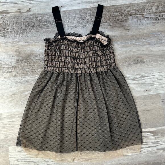 Anthropologie E. Elouise Babydoll Dress Black Mesh Dot Lace Fairycore M - Picture 4 of 6